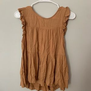 American eagle ruffle sleeve tank top, size xs, dark yellow-brown